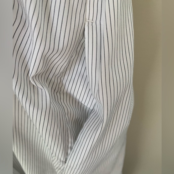 Size 14 Banana Republic Stripe Ruffle Neck Straps Pinstripe NWT! 100% Cotton - Picture 4 of 7